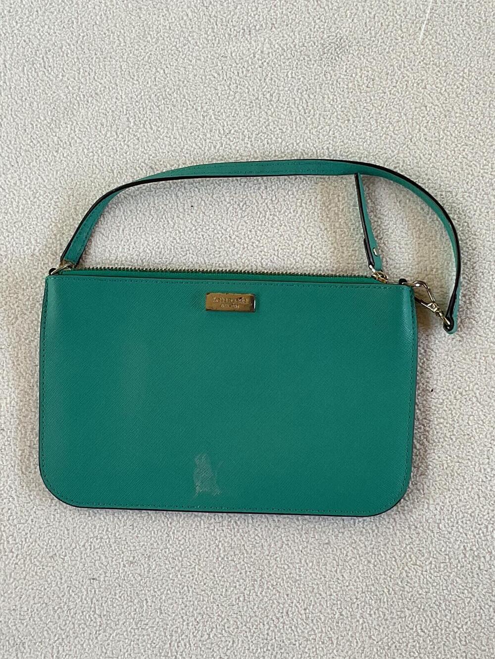 Kate Spade Lolly Newbury Lane Leather Wristlet Clutch Green